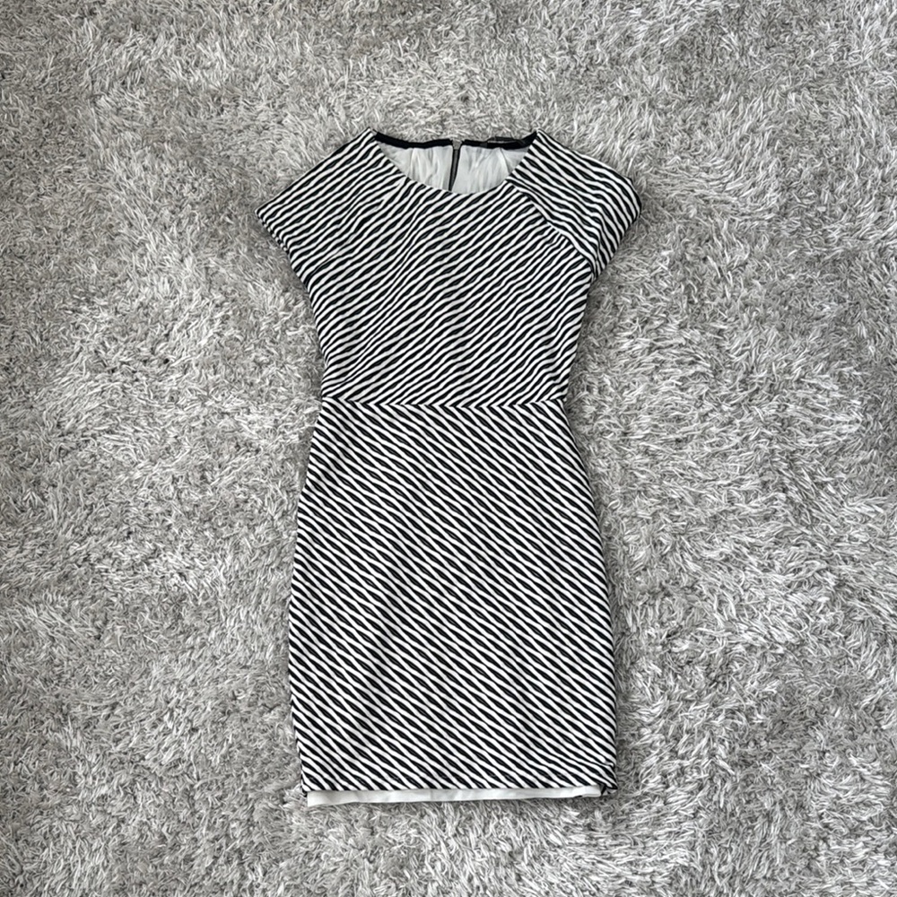 AX Armani Exchange Black Ivory Abstract Cap Sleeve Dress